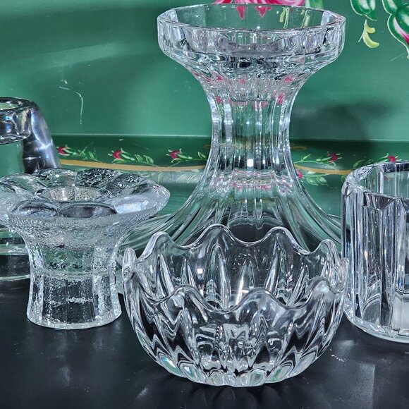 vtg assorted cut crystal candle holders lot/6 votive taper glass holders wedding - Picture 5 of 7